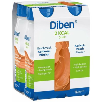 DIBEN 2 KCAL DRINK PŘÍCHUŤ MERUŇKOVO-BROSKVOVÁ POR SOL 4X200ML – Hledejceny.cz