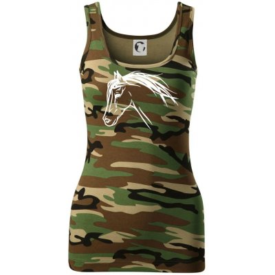 Kůň hlava celá dámské Maskáčové tílko Hnědý maskáč – Zboží Mobilmania