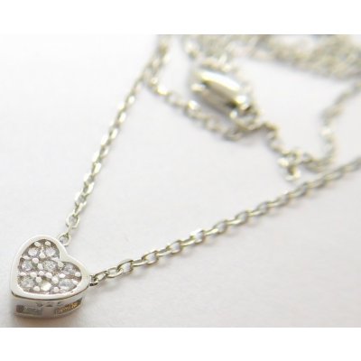 Klenoty Budín Dámský stříbrný náhrdelník se zirkony srdce 030919800005