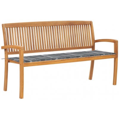 Stohovatelná zahradní lavice s poduškou 159 cm masivní teak – Sleviste.cz