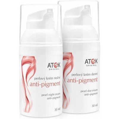 Original ATOK Anti-pigment den a noc Perlový krém denní Anti-pigment 30 ml + noční Anti-pigment 30 ml + Bílý ozdobný organzový sáček – Zboží Dáma