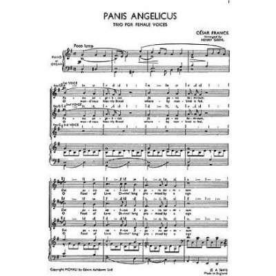 Cesar Franck Panis Angelicus SSA noty na sborový zpěv klavír, varhany