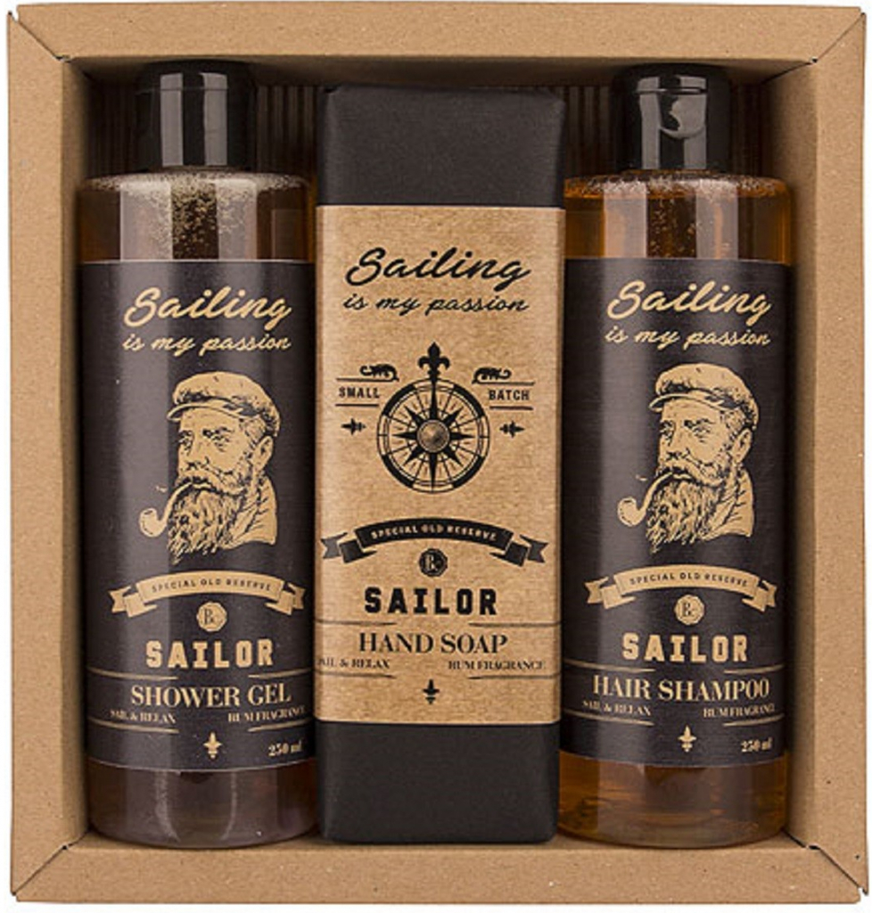 Bohemia Gifts & Cosmetics Sailor sprchový gel pro muže 250 ml + šampon na vlasy 250 ml + toaletní mýdlo 145 g dárková sada