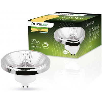 Lumiled LED žárovka ES111 GU10 patice stmívatelná 230V 15W ekvivalent 100 W Teplá bílá 3000K 24° Stříbrná 1521 lm stmívatelné žárovky AR111 – Hledejceny.cz