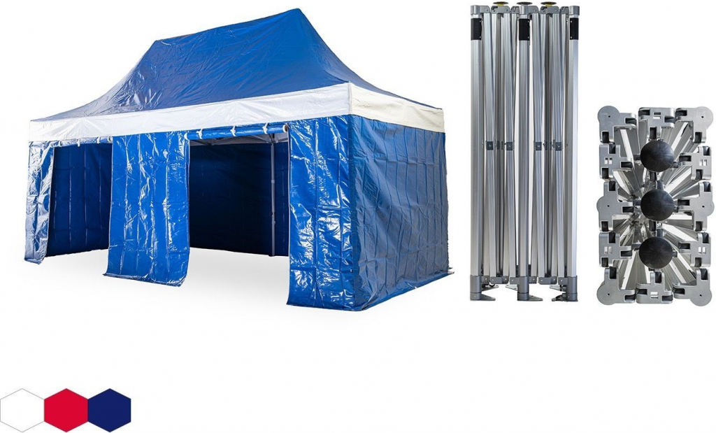 TENTino BH EXTREME PVC 3x6 8A - MODRÁ / BLUE (VOLÁNY BÍLÉ)