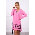 Fashionweek Sportovní mikinové šaty s kapucí a potiskem K9161 růžová candy pink – Hledejceny.cz