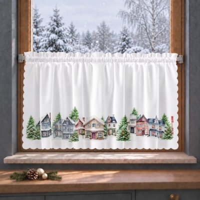 Dekorační krátká vánoční vitrážová záclona do kuchyně ZIMA 100x60 cm MyBestHome – Hledejceny.cz