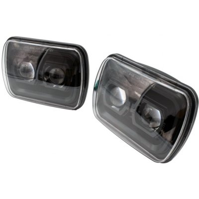 Sada čtvercových světlometů LED, Černá, Philips LED Chipy, Jeep Cherokee XJ, Wrangler YJ, serie 6600 – Zboží Mobilmania