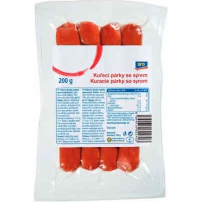 Aro Kuřecí párky se sýrem 200 g – Zboží Dáma