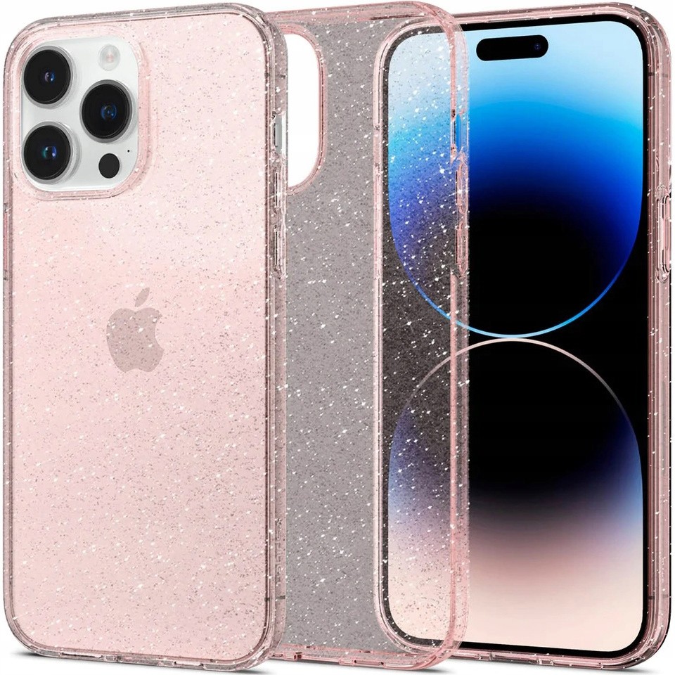 Pouzdro Spigen Liquid Crystal Glitter iPhone 14 Pro růžový