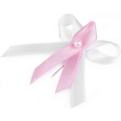 Svatební mašličky s perličkou 4 cm - bílo-sv.růžové – Zboží Dáma