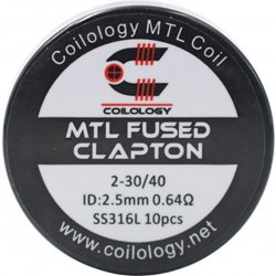 Coilology Předmotané spirálky MTL Series MTL Fused Clapton SS316L 0,64ohm 10ks
