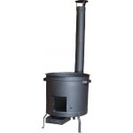 Green home Zabijačková kotlina 53 cm vhodná pro 60–70 l kotle. Hrubý plech 2 mm, žáruvzdorná barva 600 °C, kouřovod, dvířka a popelník v balení – Sleviste.cz