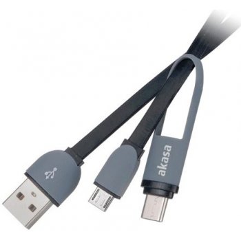 Akasa AK-CBUB35-10BK USB na USB-C a micro USB, 1m, černý