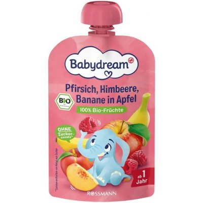 Babydream BIO broskev, jablko, banán a malina 100 g – Hledejceny.cz