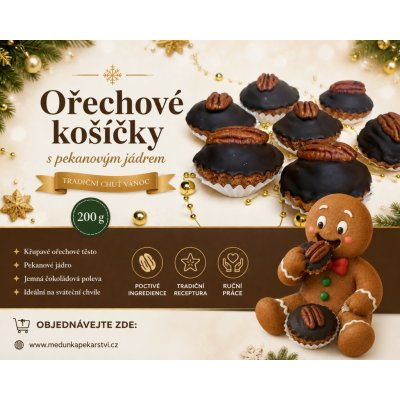 Meduňka Ořechové košíčky s pekanovým jádrem 200 g – Sleviste.cz
