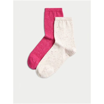 Marks & Spencer Sada dvou párů dámských vzorovaných ponožek v béžové a růžové