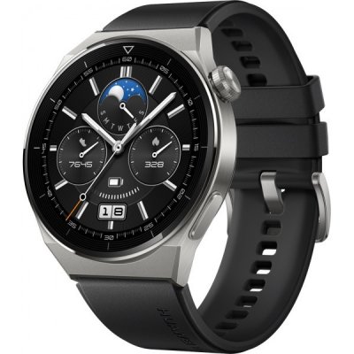 Huawei Watch GT 3 Pro 46mm Titanium Case / Black Fluoroelastomer Strap