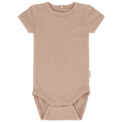 Dětské body s krátkým rukávem z merino vlny a bambusu Warm Taupe Mikk Line