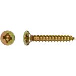 Uni vrut se zápustnou hlavou PZ2 plný závit žlutě pozink. 4x30 mm, 200 ks – Hledejceny.cz