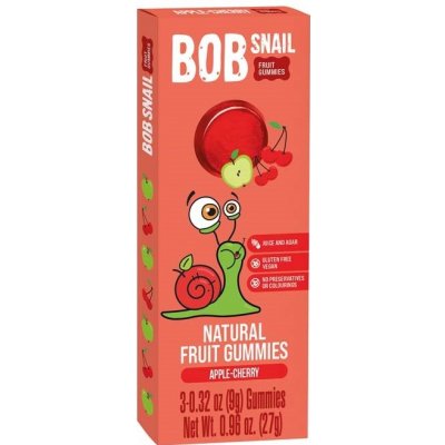 Eco Snack Bob Snail Gummies bez přidaného cukru jablko, třešeň 27 g – Zboží Mobilmania