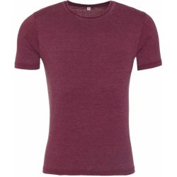 Unisex tričko Washed opraná burgundská vínová