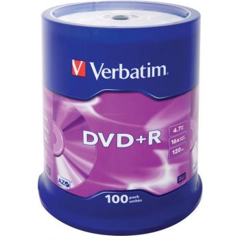 Verbatim DVD+R 4,7GB 16x, spindle, 100ks (43551)