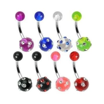 Šperky4U piercing do pupíku banánek zdobený zirkony BA01041-CA