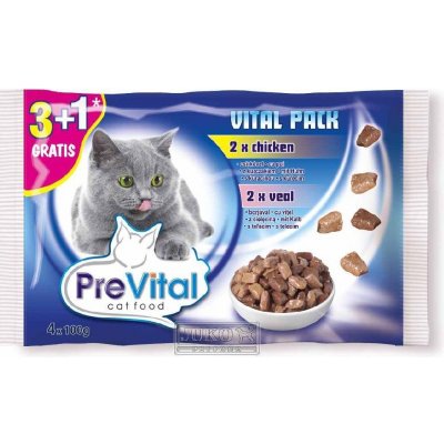 PreVital Cat kuře telecí 4 x 100 g – Hledejceny.cz