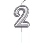 Albi Svíčka dortová stříbrná 5 cm číslo 2 – Zboží Dáma