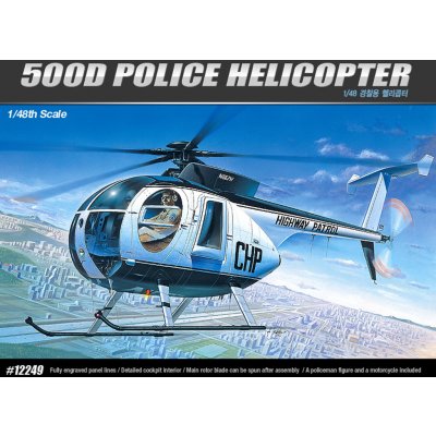 Academy Model Kit vrtulník 12249 HUGHES 500D POLICE HELICOPTER 1:48