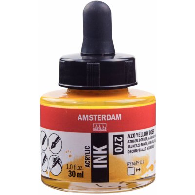 Amsterdam Acrylic Ink 270 Azo Yellow Deep 30 ml – Zboží Dáma