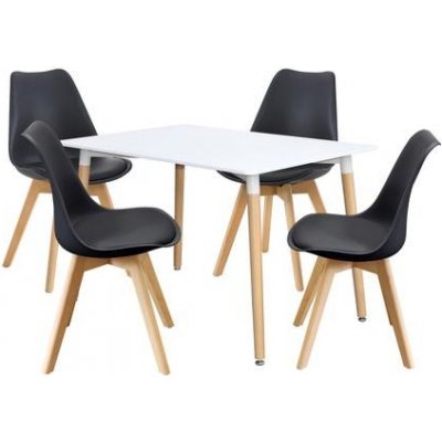 IDEA nábytek Jídelní stůl 120 x 80 QUATRO bílý + 4 židle QUATRO černé – Zboží Mobilmania