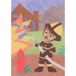 Radost v písku Šablona na pískování hasič s domem A5 148 x 210 mm – Zbozi.Blesk.cz