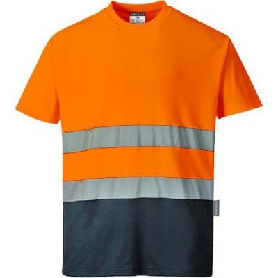 Portwest Reflexní tričko s krátkým rukávem Cotton Hi-Vis oranžové/modré 94727 – Zboží Mobilmania