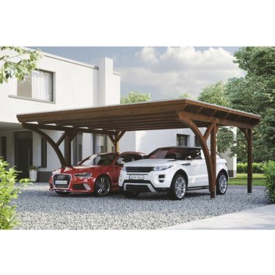 Konsta Přístřešek na auto dvojitý 618 x 500 cm ořech – Sleviste.cz