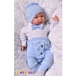 Baby Nellys 3-dílná sada Hubert, body s motýlkem tepláčky a čepička sv. modrá modrá – Sleviste.cz