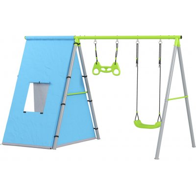 AIYAPLAY houpačka 3 v 1, hrací stan, houpačka, gymnastické kruhy, kov, plast, zelená barva – Zboží Dáma