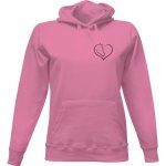 Dámská mikina s kapucí s potiskem Koně v srdci růžová – Sleviste.cz
