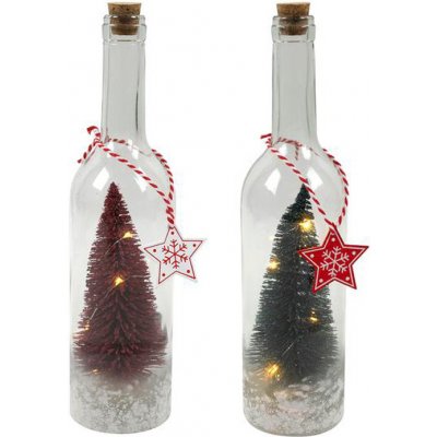 HIT Skleněná dekorační láhev 29cm LED stromeček MIX barev – Hledejceny.cz