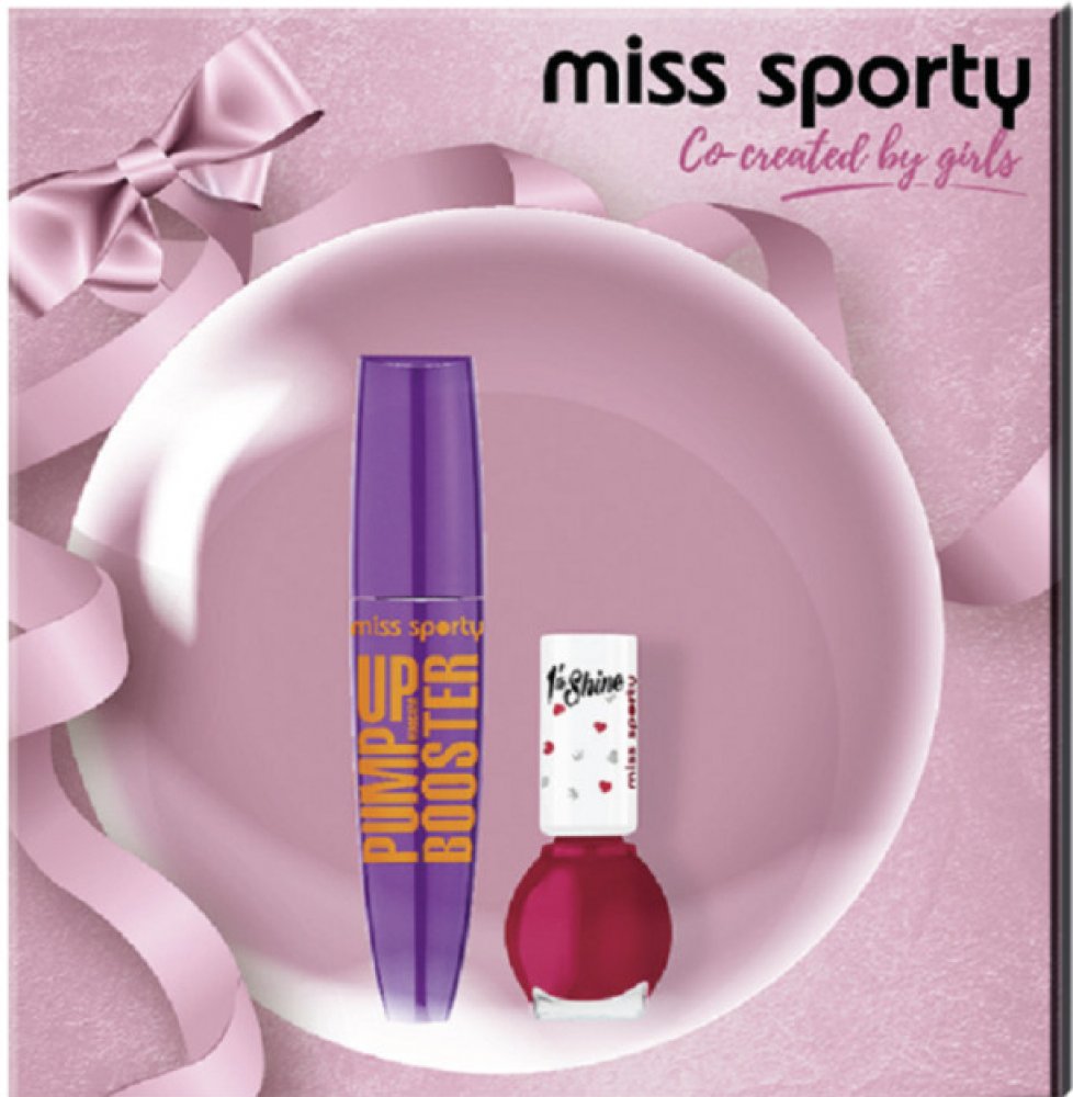 Miss Sporty Pump Up Booster extra black řasenka 12 ml + 1 Min to Shine lak  na nehty 220 7 ml dárková sada | Srovnanicen.cz