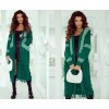 Dámský svetr a pulovr Fashionweek Luxusní pletený kabát cardigan s třásněmi JK-ZOZO Zelená