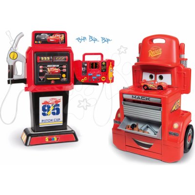 Smoby set pracovná dielňa vozík Cars Mack Truck s priečinkami+benzínová  pumpa elektronická od 2 349 Kč - Heureka.cz