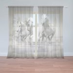 Sablio Záclony Bílí koně: 2ks 150x250cm – Hledejceny.cz