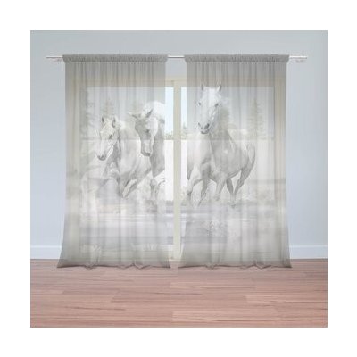 Sablio Záclony Bílí koně: 2ks 150x250cm – Hledejceny.cz