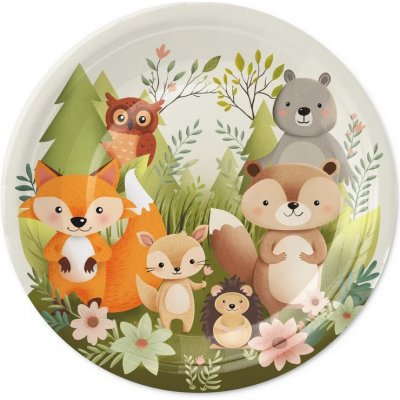 Party Pal Papírové talířky, Lesní zvířátka, 18cm – Zbozi.Blesk.cz