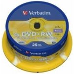 Verbatim DVD+RW 4,7GB, 6x, SERL, spindle, 25ks (43489) – Zboží Živě