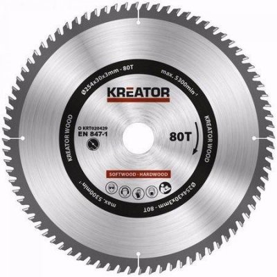 Kreator KRT020428 Pilový kotouč na dřevo 254mm 80T – Zboží Mobilmania