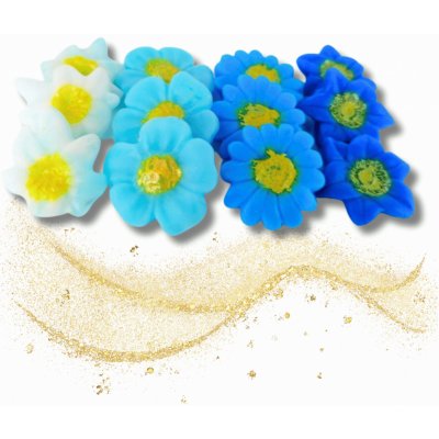Drobné květy z kokosového marcipánu 20g (cca 40ks) - Modrý mix – Zboží Mobilmania