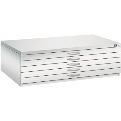 C+P Výkresová skříň na mapy, plány a výkresy 7200, 1350 x 960 x 420 mm, světle šedá – Zboží Mobilmania